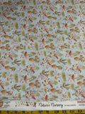 Mushrooms Field Light Blue - Garden Toss Nature's Nursery - Paintbrush Studio Cotton Fabric