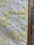 Yellow & White Floral Embroidered Organza Fabric