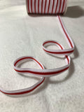 French VELVET Ribbon Red & White Candy Cane Stripe by the yard 3/8 inch