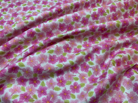 Hibiscus Hummingbird Light Pink Floral Lewis & Irene Cotton Fabric