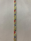 Vintage Red & Blue Flowers on White- Jacquard Ribbon 7/16" wide -2 Yards-