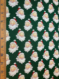 Merry Little Christmas Santa Heads Green by Riley Blake My Mind's Eye 100% Cotton Fabric Retro Christmas