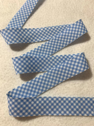 Vintage Blue & White Gingham Bias Trim 15/16"x 3 Yards