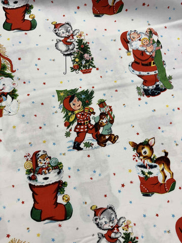 Jingle Bells by Riley Blake Lindsay Wilkes 100% Cotton Fabric Retro Christmas