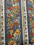 Garden Stroll by Maywood Studio 100% Cotton Fabric -Butterfly Floral Stripe Gray