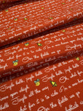 Jingle Bells Lyrics on Red by Riley Blake Lindsay Wilkes 100% Cotton Fabric Retro Christmas