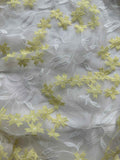 Yellow & White Floral Embroidered Organza Fabric