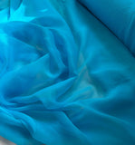 Bright Turquoise Blue - Crinkle Silk Chiffon Fabric