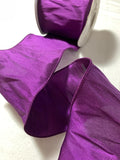 Plum Purple Wired Faux Silk Dupioni Ribbon 4" wide