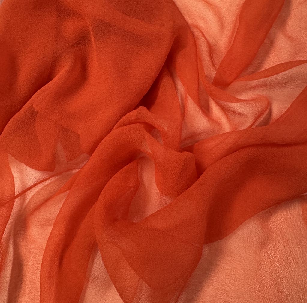 Blood Orange - 3mm Hand Dyed Silk Gauze Chiffon