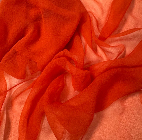 Blood Orange - 3mm Hand Dyed Silk Gauze Chiffon