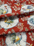 Red Roosters Morning Bloom Farmhouse Barn by Wild Apple 100% Cotton Fabric