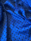 Sapphire Blue & Black 3/16" Polka Dots - Hand Dyed Silk Charmeuse Fabric