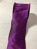 Plum Purple Wired Faux Silk Dupioni Ribbon 4" wide