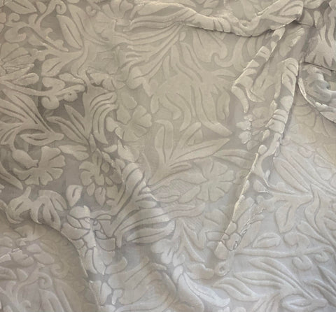 Silver Gray Floral - Hand Dyed Burnout Silk Velvet