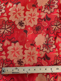 Red & Gold Floral - Faux Silk Brocade Fabric