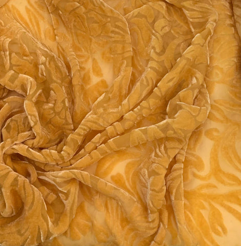 Gold Floral - Hand Dyed Burnout Silk Velvet