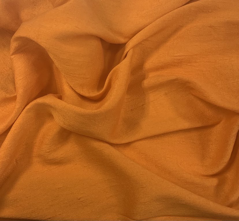 Tangerine Orange - Hand Dyed Silk Dupioni