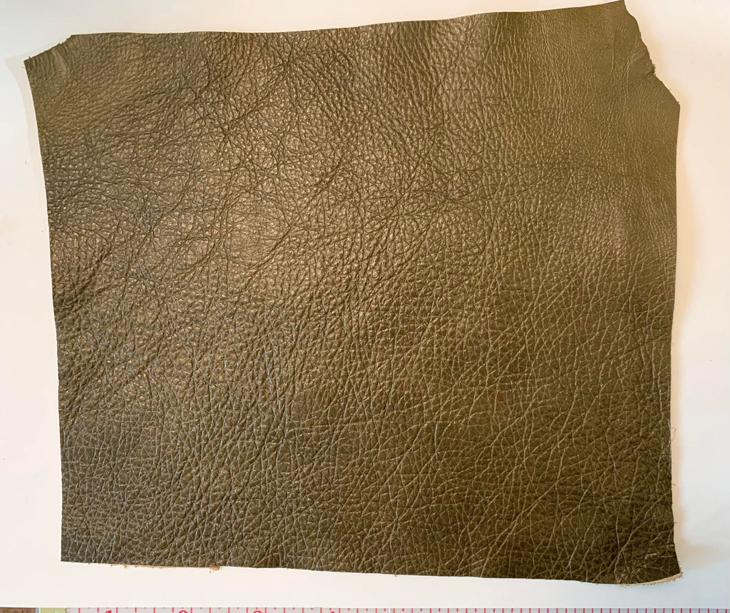 SALE #1 7"x8" - Olive GREEN Cow Hide Leather Piece