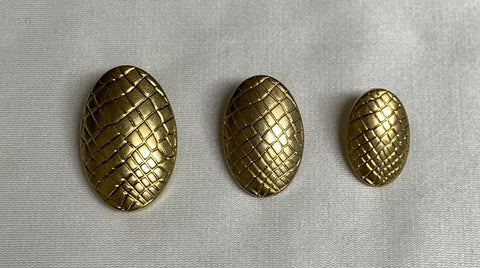 Gold Crocodile Reptile Metal Oval Button (3 Sizes to Choose From)