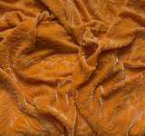 Tangerine Orange Floral - Hand Dyed Burnout Silk Velvet