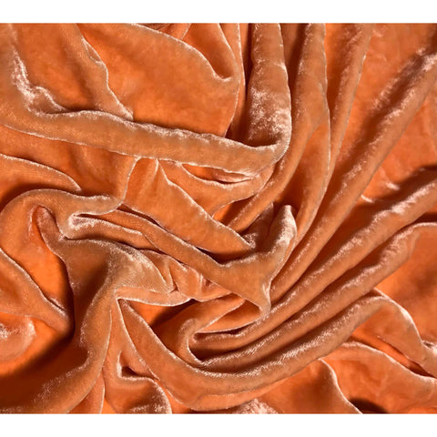 PERSIMMON ORANGE Hand Dyed Silk Velvet Fabric - 8.5"x45" Remnant