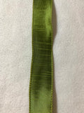 Green Apple Wired Faux Silk Dupioni Ribbon 1.5" wide 2 Yards