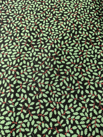 The 12 Days of Christmas Holly Leaves by Lewis & Irene 100% Cotton Fabric