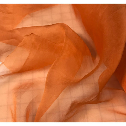 Remnant Sale  7.5"x38"- Hand Dyed PERSIMMON ORANGE - Silk Organza Fabric