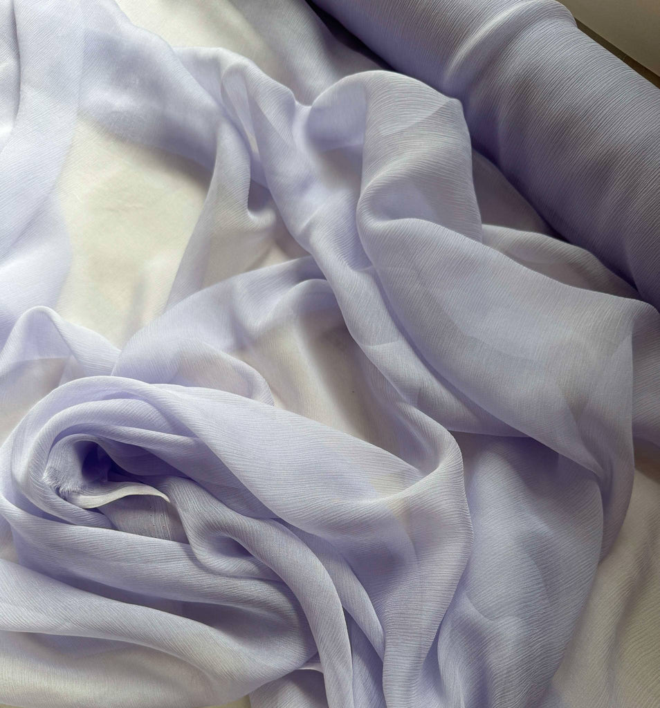 Wisteria Pale Lavender Purple - Crinkle Silk Chiffon Fabric