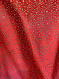 Red Small Floral - Faux Silk Brocade Fabric