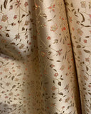 Gold Small Floral - Faux Silk Brocade Fabric