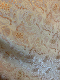 Gold Floral Paisley - Faux Silk Brocade Jacquard Fabric