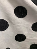 White with Big Black Embroidered Polka Dots 100% Linen Fabric