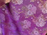 Purple Daisy Spring Floral - Faux Silk Brocade Jacquard Fabric