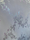 Lavender Cherry Blossoms Floral - Faux Silk Brocade Jacquard Fabric