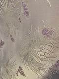 Lavender Mums Floral - Faux Silk Brocade Jacquard Fabric