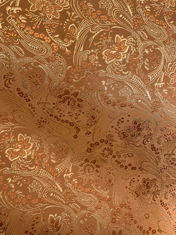 Bronze & Gold Floral Paisley - Faux Silk Brocade Jacquard Fabric - 18.5"x22.5" Remnant