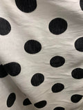 White with Big Black Embroidered Polka Dots 100% Linen Fabric