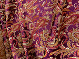 Wine Red & Gold Paisley - Silk Brocade Fabric