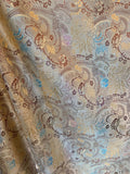 Gold Mums Floral Flourish - Faux Silk Brocade Jacquard Fabric