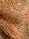 Bronze & Gold Floral Paisley - Faux Silk Brocade Jacquard Fabric