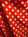 Red With White Polka Dots - 100% Rayon Challis Fabric