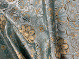 Mermaids and Medallions Light Aqua - Silk Brocade Fabric