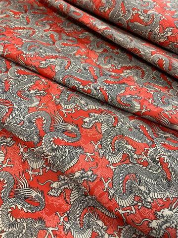 Kimonos & Koi - Japanese Dragons Red - Paintbrush Studio Cotton Fabric