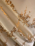 Gold Cherry Blossom Floral - Faux Silk Brocade Fabric - 17"x28" Remnant