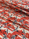 Kimonos & Koi - Japanese Cranes Red - Paintbrush Studio Cotton Fabric