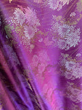 Purple Daisy Spring Floral - Faux Silk Brocade Jacquard Fabric