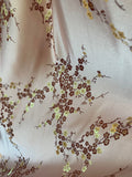 Pale Pink Cherry Blossoms Floral - Faux Silk Brocade Jacquard Fabric