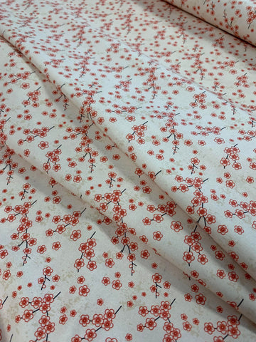 Kimonos & Koi - Japanese Cherry Blossom Cream - Paintbrush Studio Cotton Fabric